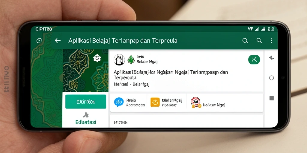 Tampilan antarmuka aplikasi CIPIT88 untuk Belajar Ngaji yang interaktif.