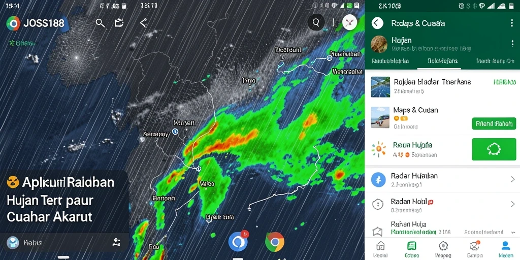 Tampilan utama aplikasi JOSS188 dengan radar hujan yang akurat.