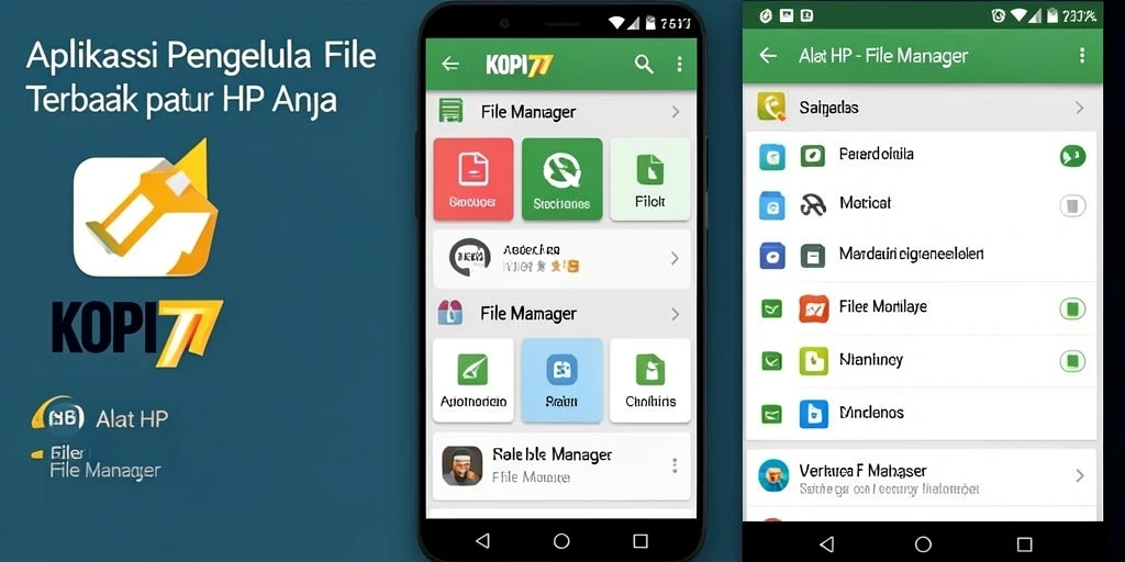 Antarmuka intuitif aplikasi KOPI77 untuk pengelolaan file.