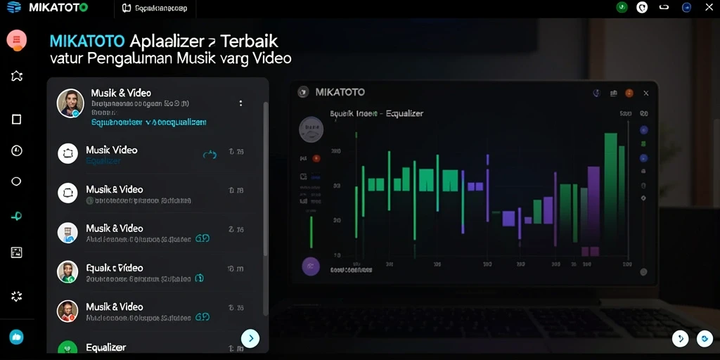 Antarmuka MIKATOTO menampilkan fitur Equalizer dengan tata letak yang menarik.