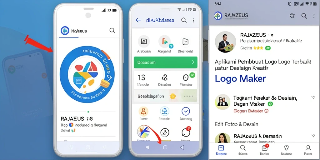 Tampilan antarmuka RAJAZEUS yang intuitif dan fitur desain logo yang lengkap.