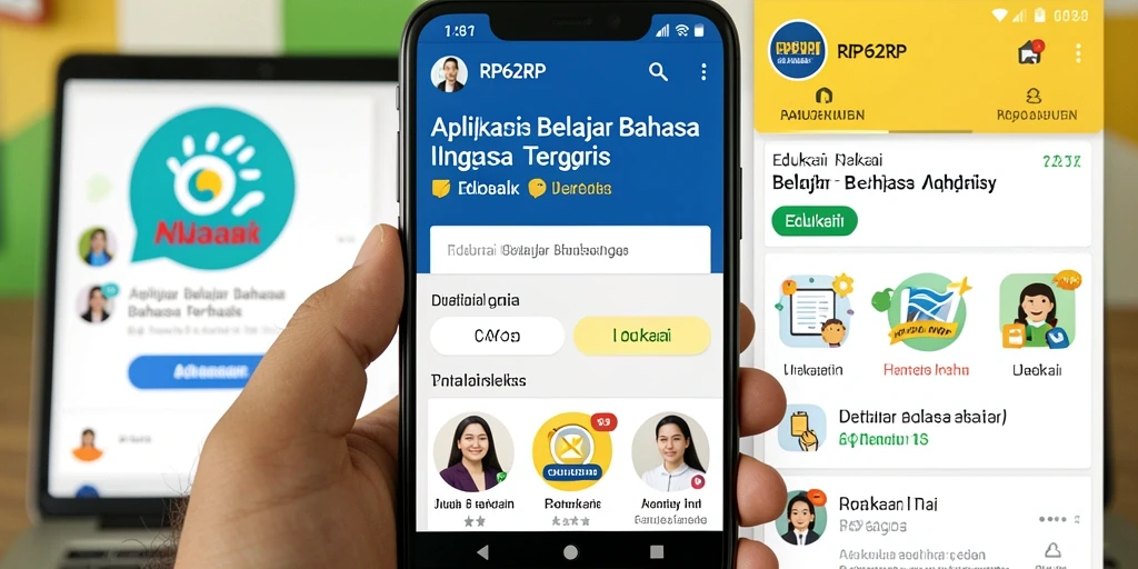 Tampilan antarmuka aplikasi RP62RP untuk belajar Bahasa Inggris.
