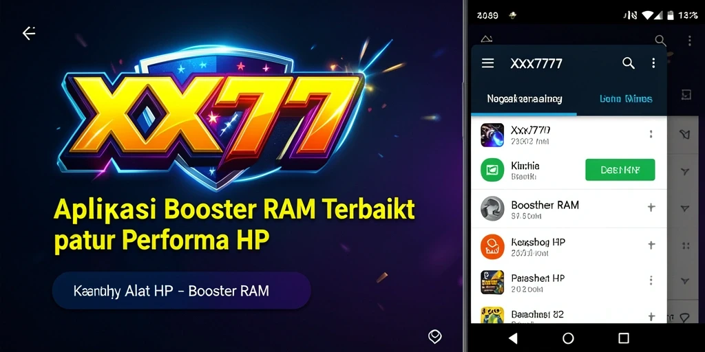 Screenshot utama aplikasi XXX777 menampilkan antarmuka yang bersih dan fungsi pembersihan RAM.